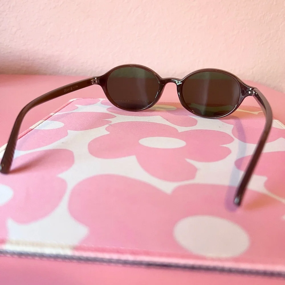Mocha Brown Frame Green Lens Oval Sunglasses